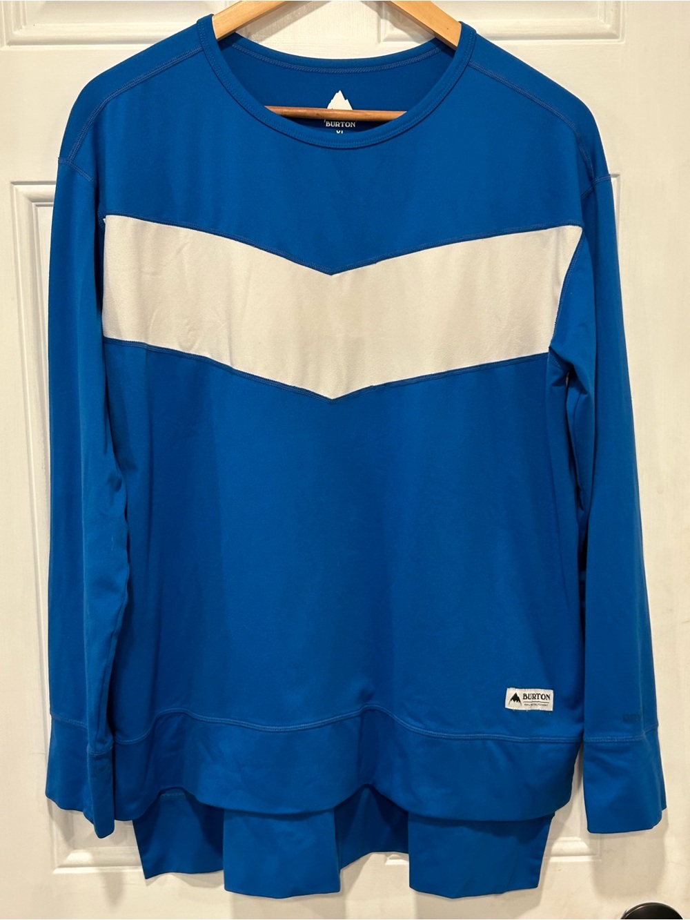Burton Larosa Midweight Base Layer Top Blue Chevron Women's XL Snowboard Thermal